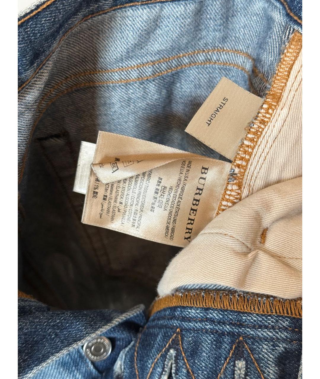 BURBERRY Синие хлопковые прямые джинсы, фото 5