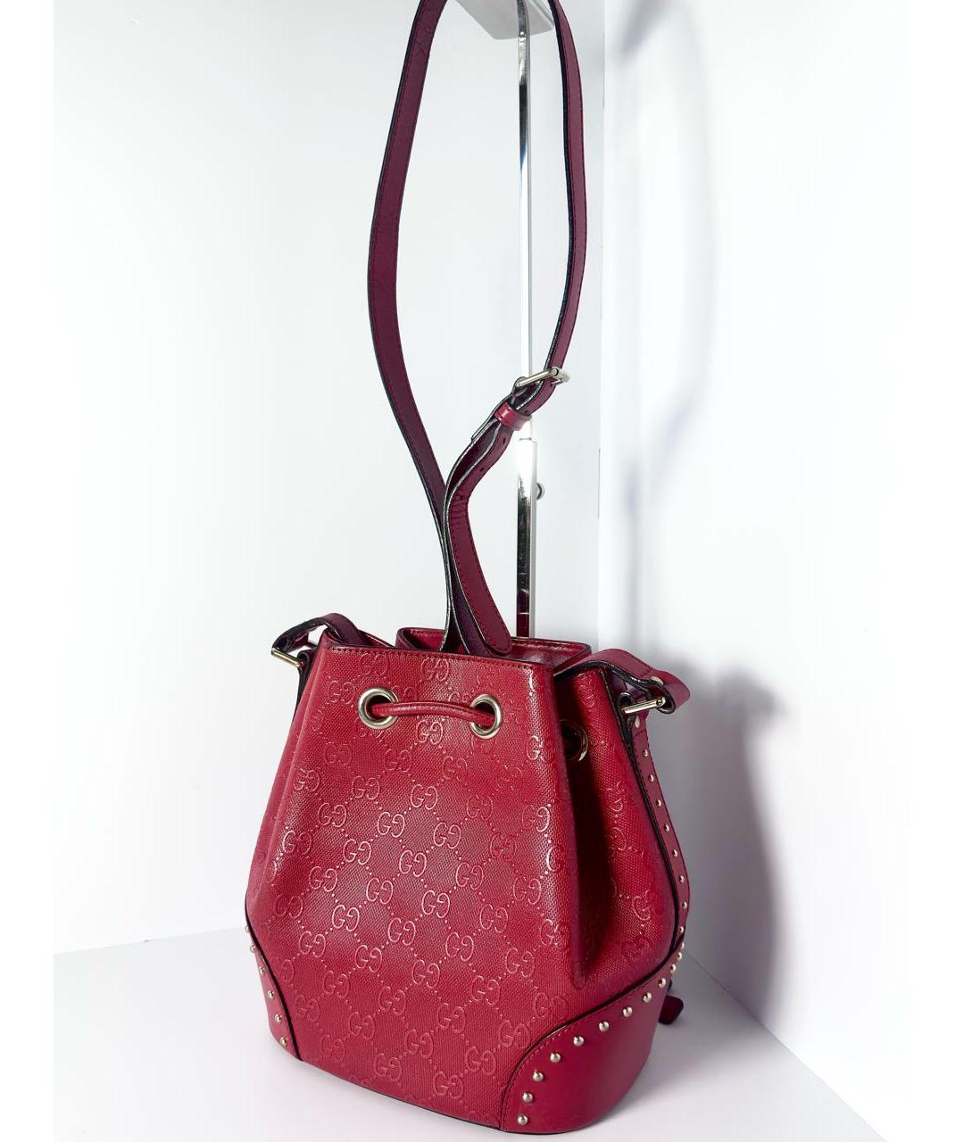 GUCCI Бордовая кожаная сумка через плечо, фото 5