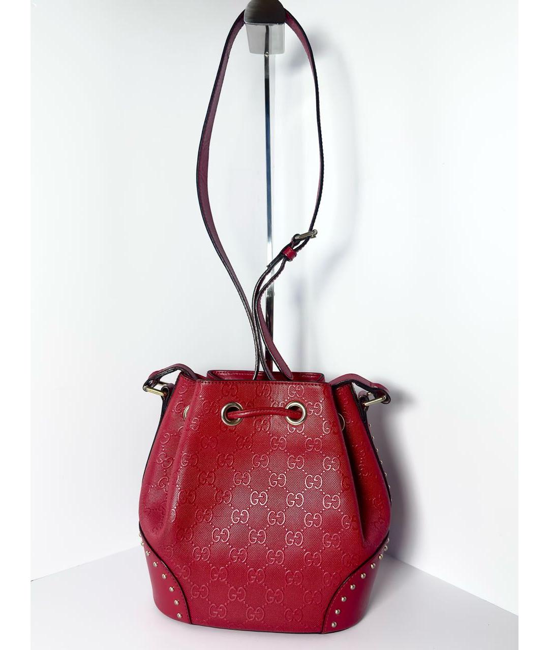 GUCCI Бордовая кожаная сумка через плечо, фото 4
