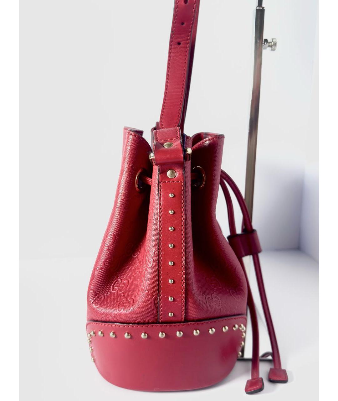 GUCCI Бордовая кожаная сумка через плечо, фото 7