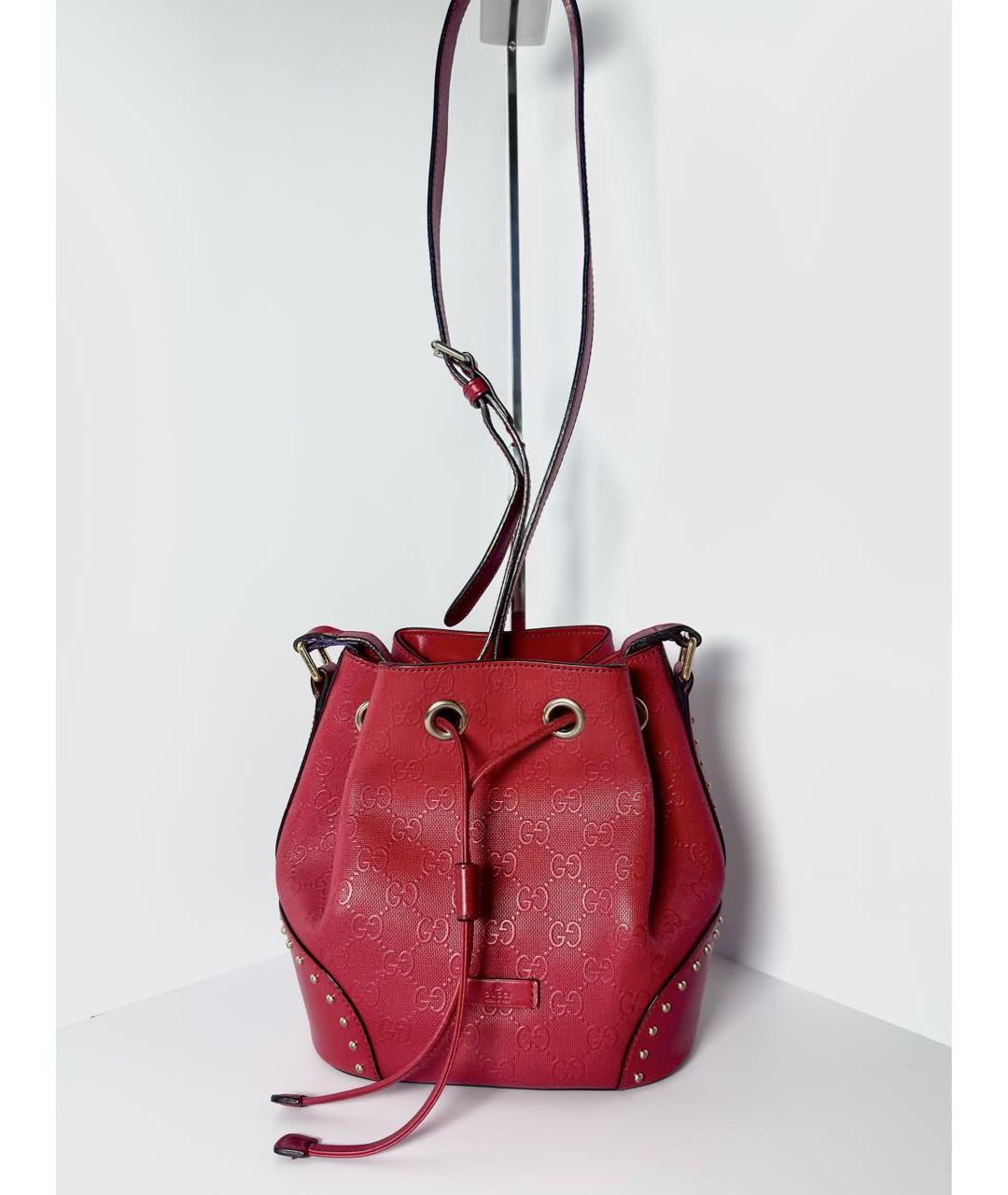 GUCCI Бордовая кожаная сумка через плечо, фото 9