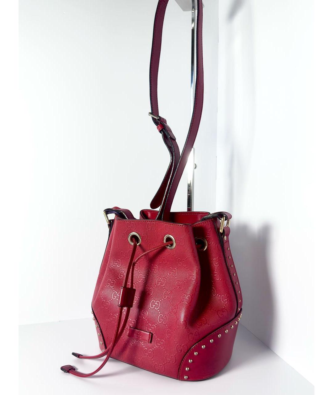 GUCCI Бордовая кожаная сумка через плечо, фото 2