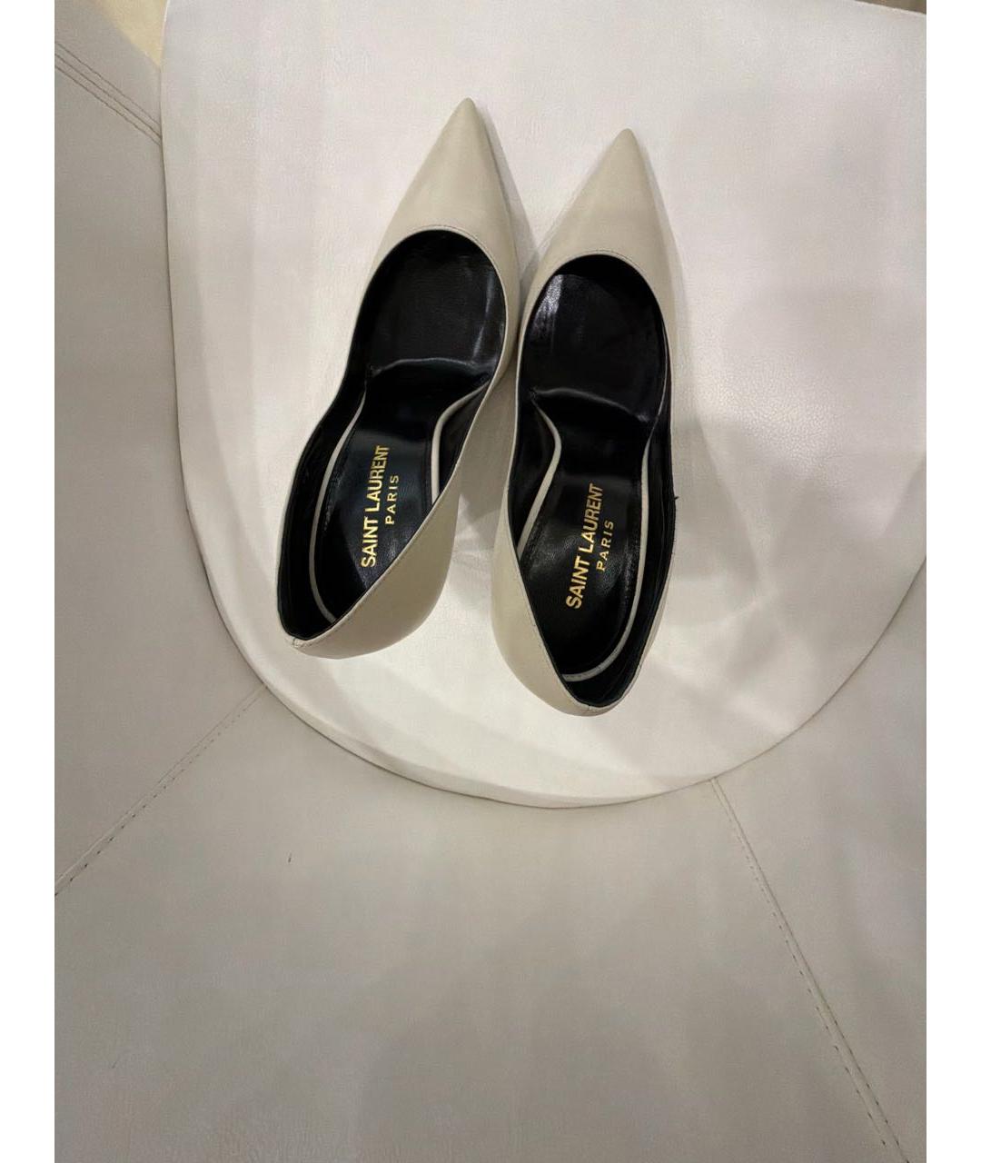 SAINT LAURENT Белые кожаные туфли, фото 3