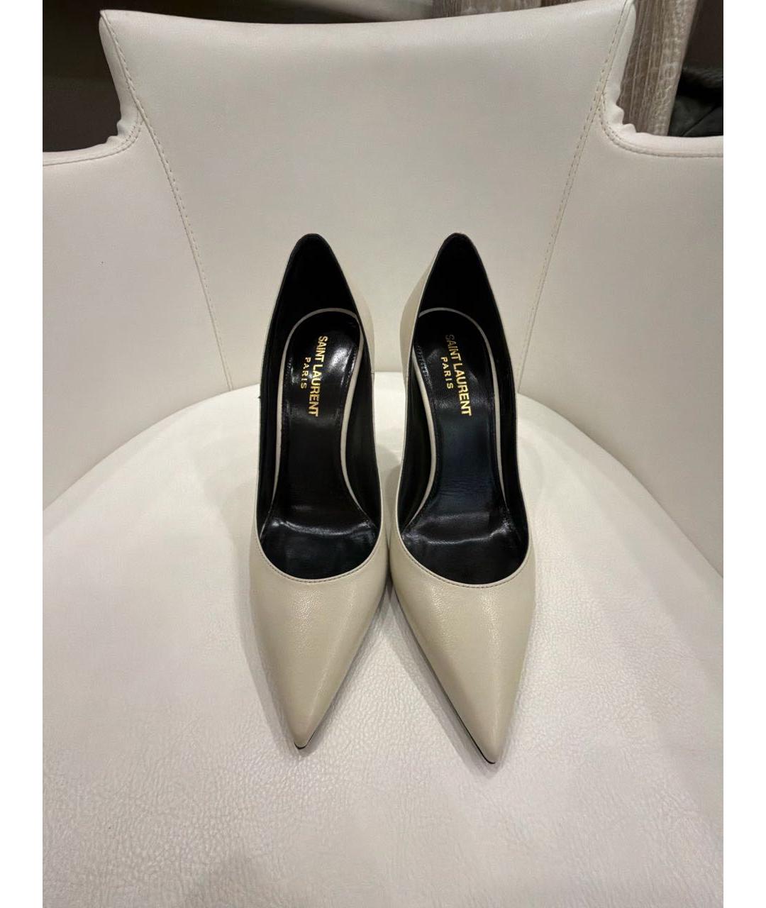SAINT LAURENT Белые кожаные туфли, фото 2