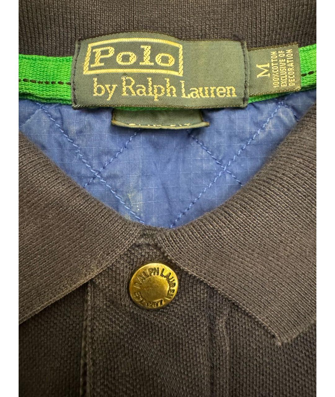 POLO RALPH LAUREN Темно-синее хлопковое поло с коротким рукавом, фото 7
