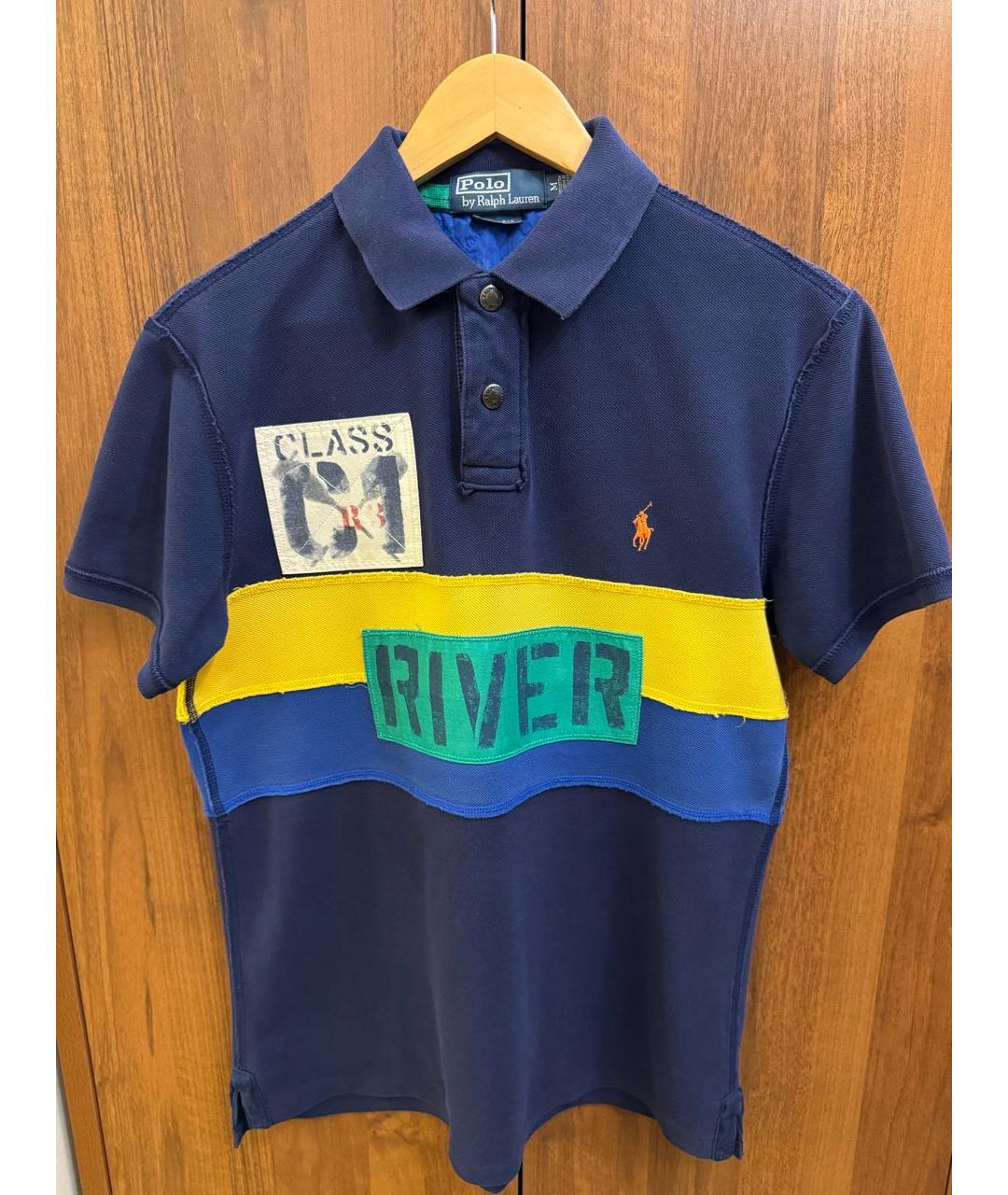 POLO RALPH LAUREN Темно-синее хлопковое поло с коротким рукавом, фото 9
