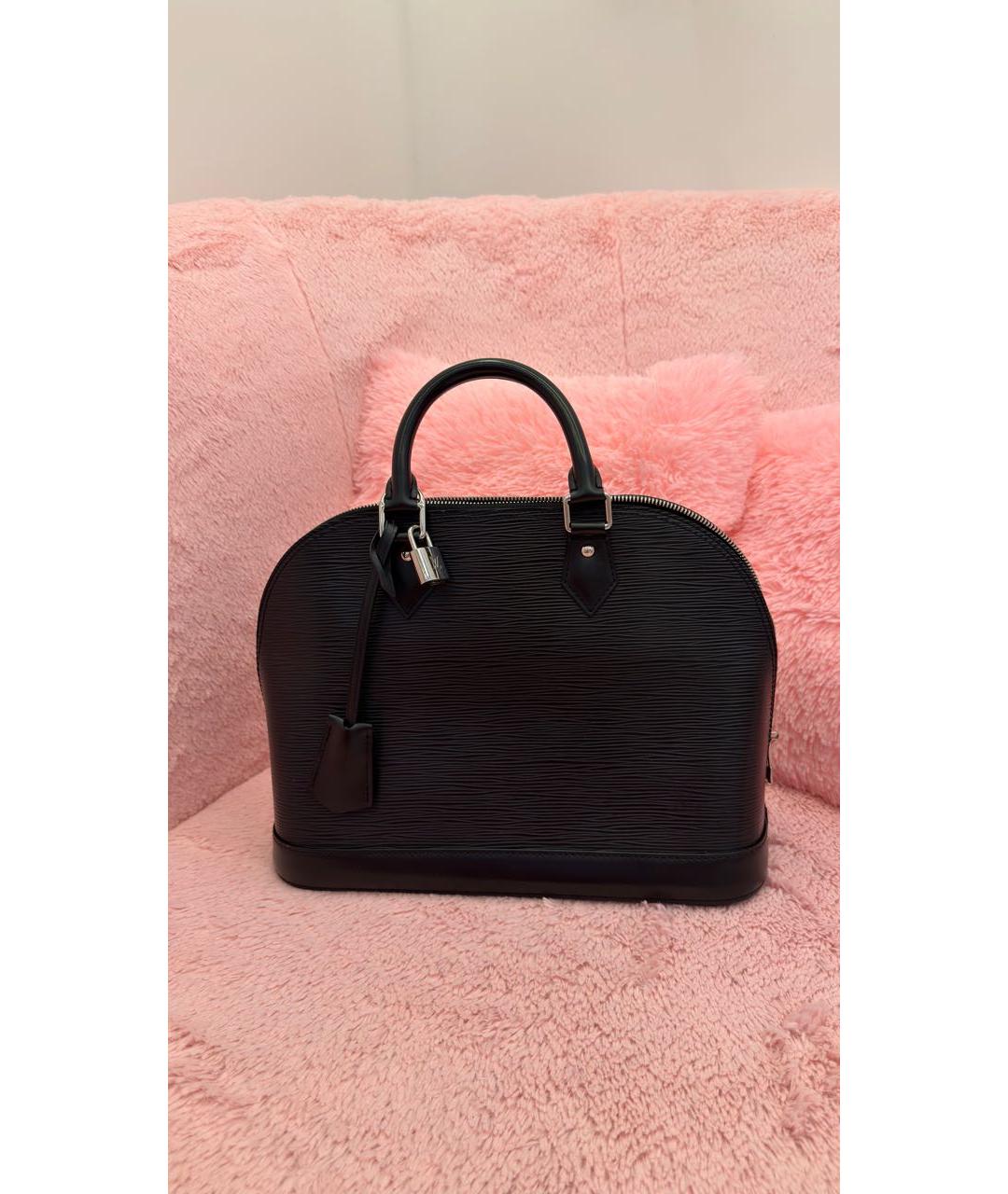 LOUIS VUITTON Черная кожаная сумка с короткими ручками, фото 7