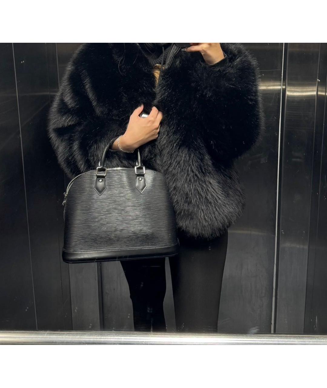 LOUIS VUITTON Черная кожаная сумка с короткими ручками, фото 5