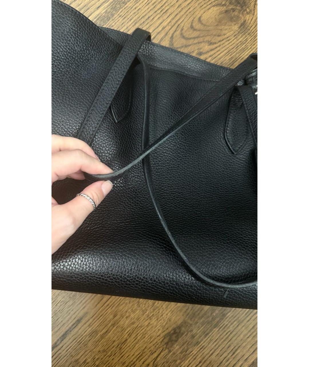 BURBERRY Черная кожаная сумка тоут, фото 3