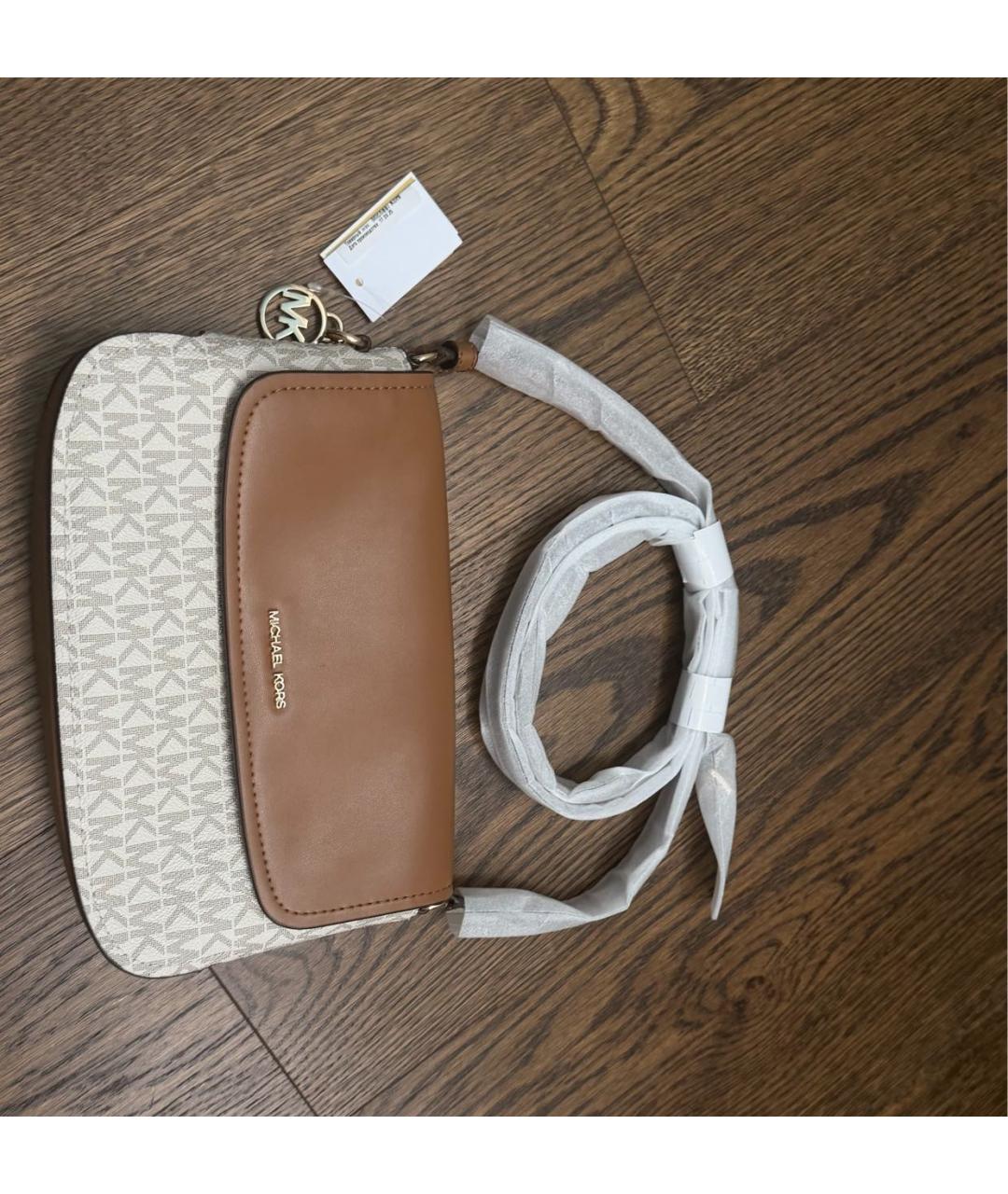MICHAEL KORS Бежевая сумка через плечо из канвы, фото 3