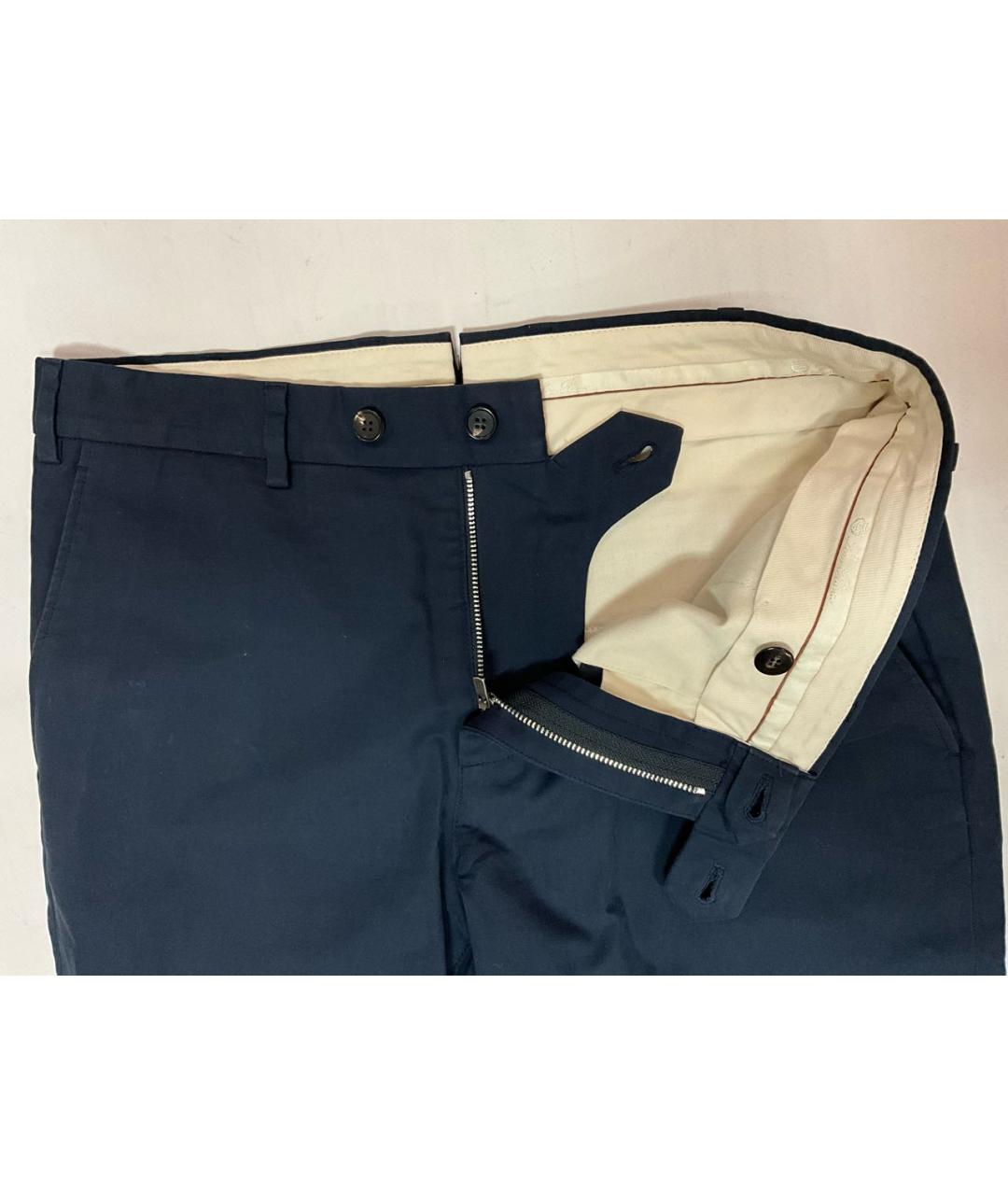 LORO PIANA Синие хлопко-эластановые классические брюки, фото 6