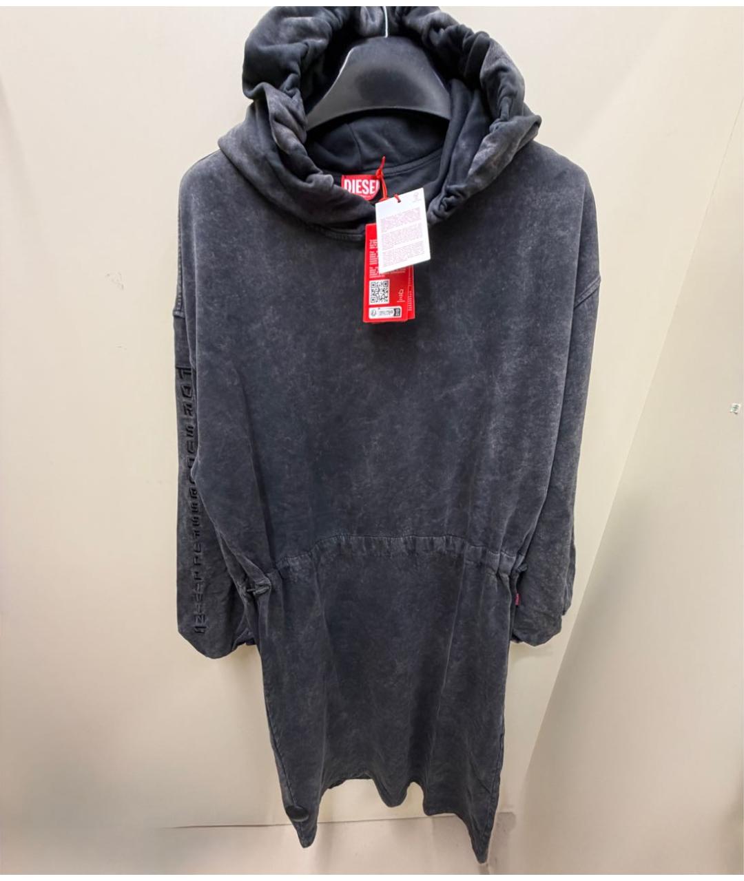 DIESEL Антрацитовое хлопковое повседневное платье, фото 4