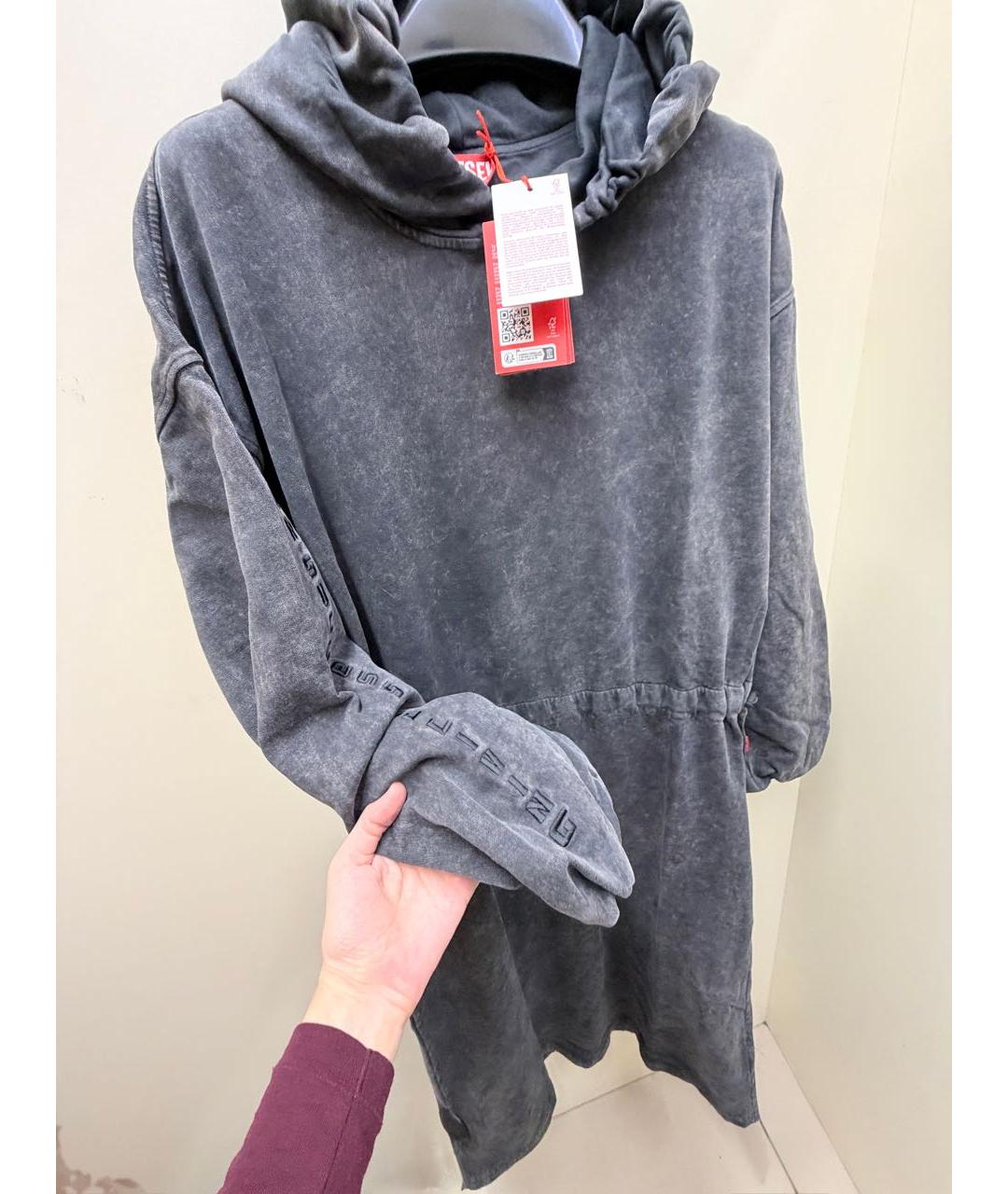 DIESEL Антрацитовое хлопковое повседневное платье, фото 6