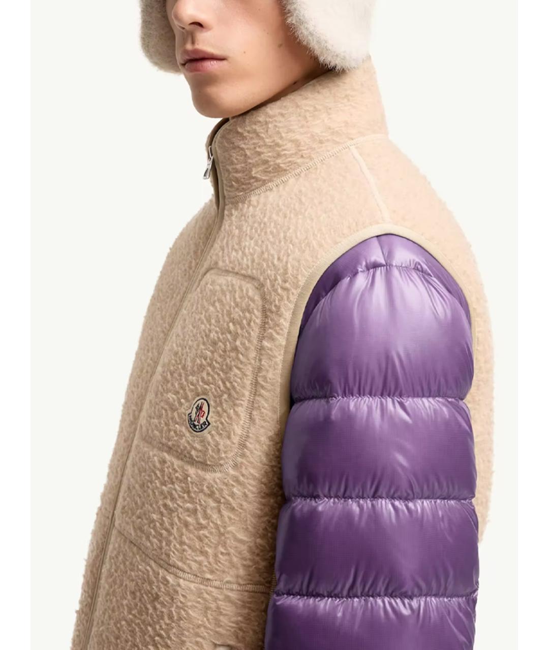 MONCLER Бежевый полиэстеровый жилет, фото 6