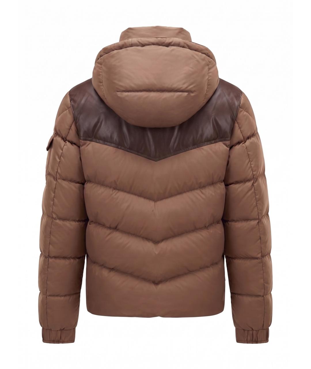 MONCLER Бежевый полиэстеровый пуховик, фото 2
