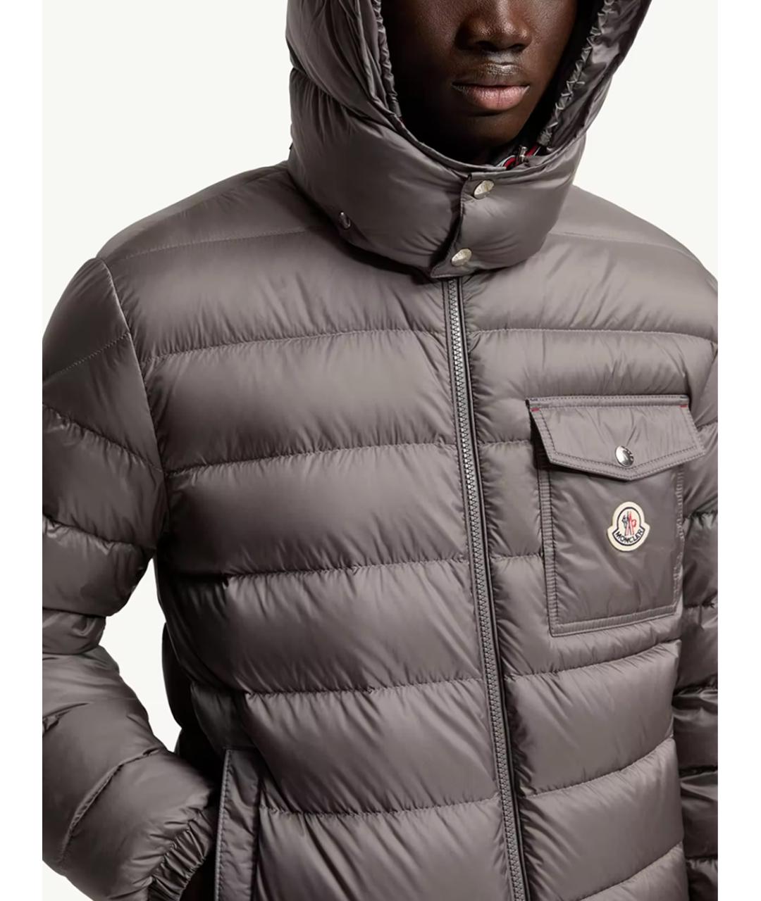 MONCLER Серый полиамидовый пуховик, фото 5