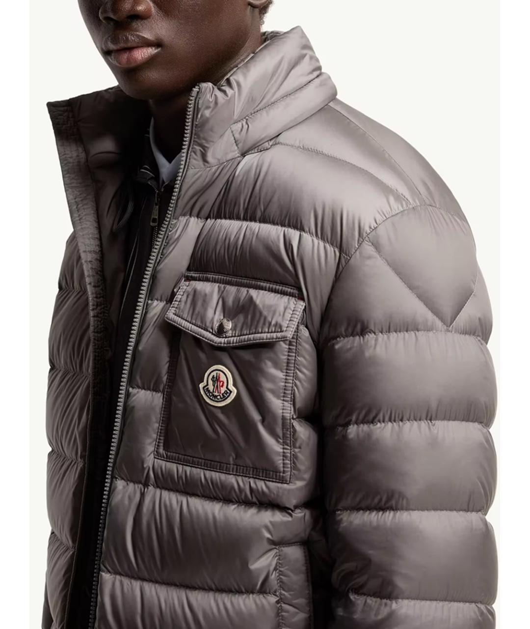 MONCLER Серый полиамидовый пуховик, фото 4