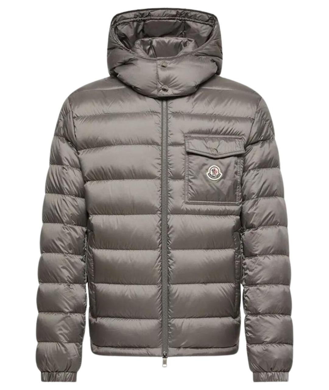 MONCLER Серый полиамидовый пуховик, фото 1