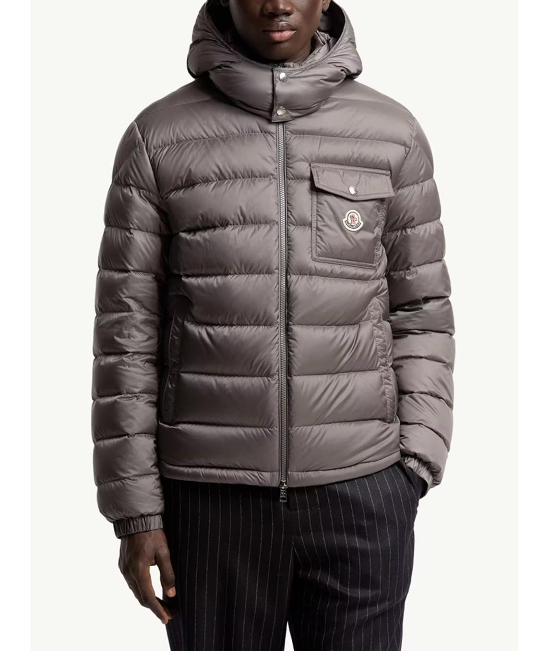 MONCLER Серый полиамидовый пуховик, фото 2