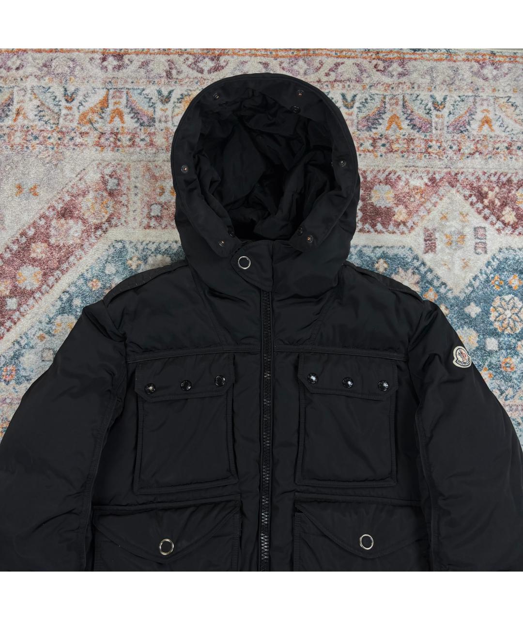 MONCLER Черный полиэстеровый пуховик, фото 4