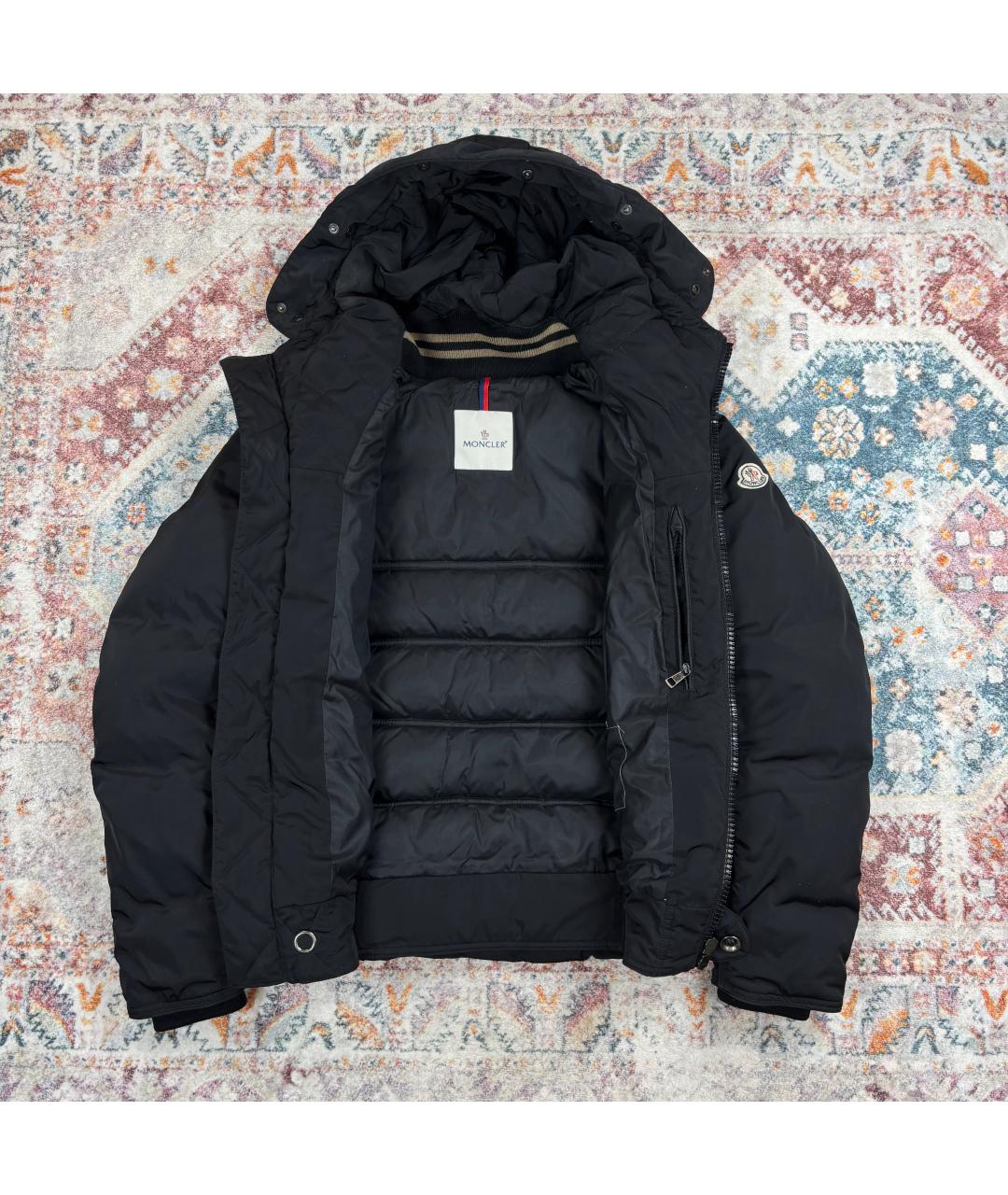 MONCLER Черный полиэстеровый пуховик, фото 3