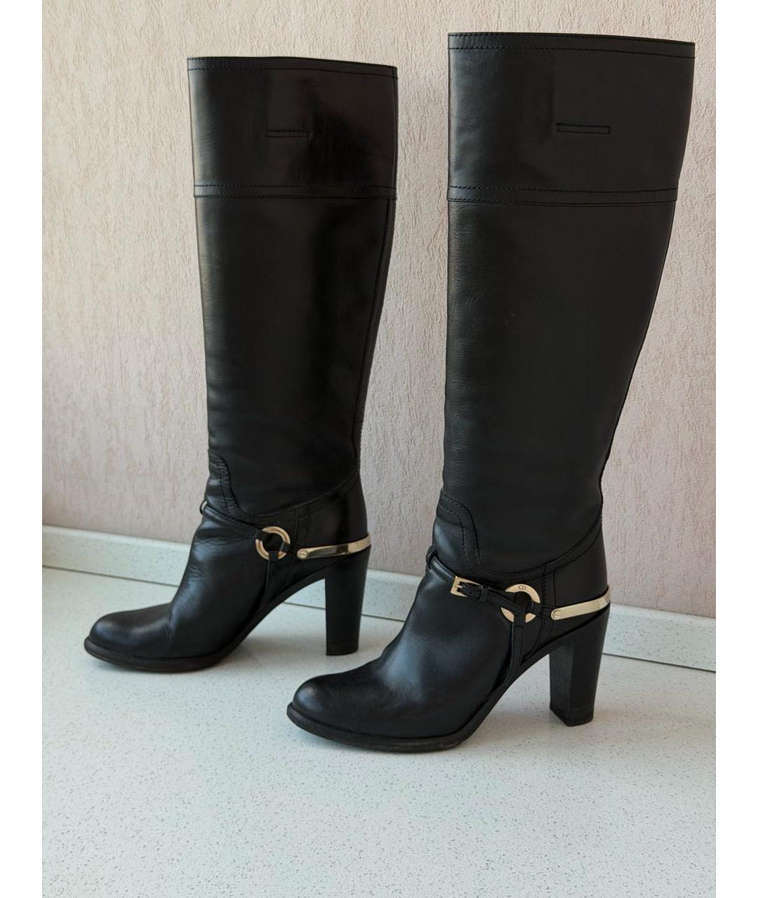 CHRISTIAN DIOR Черные кожаные сапоги, фото 5