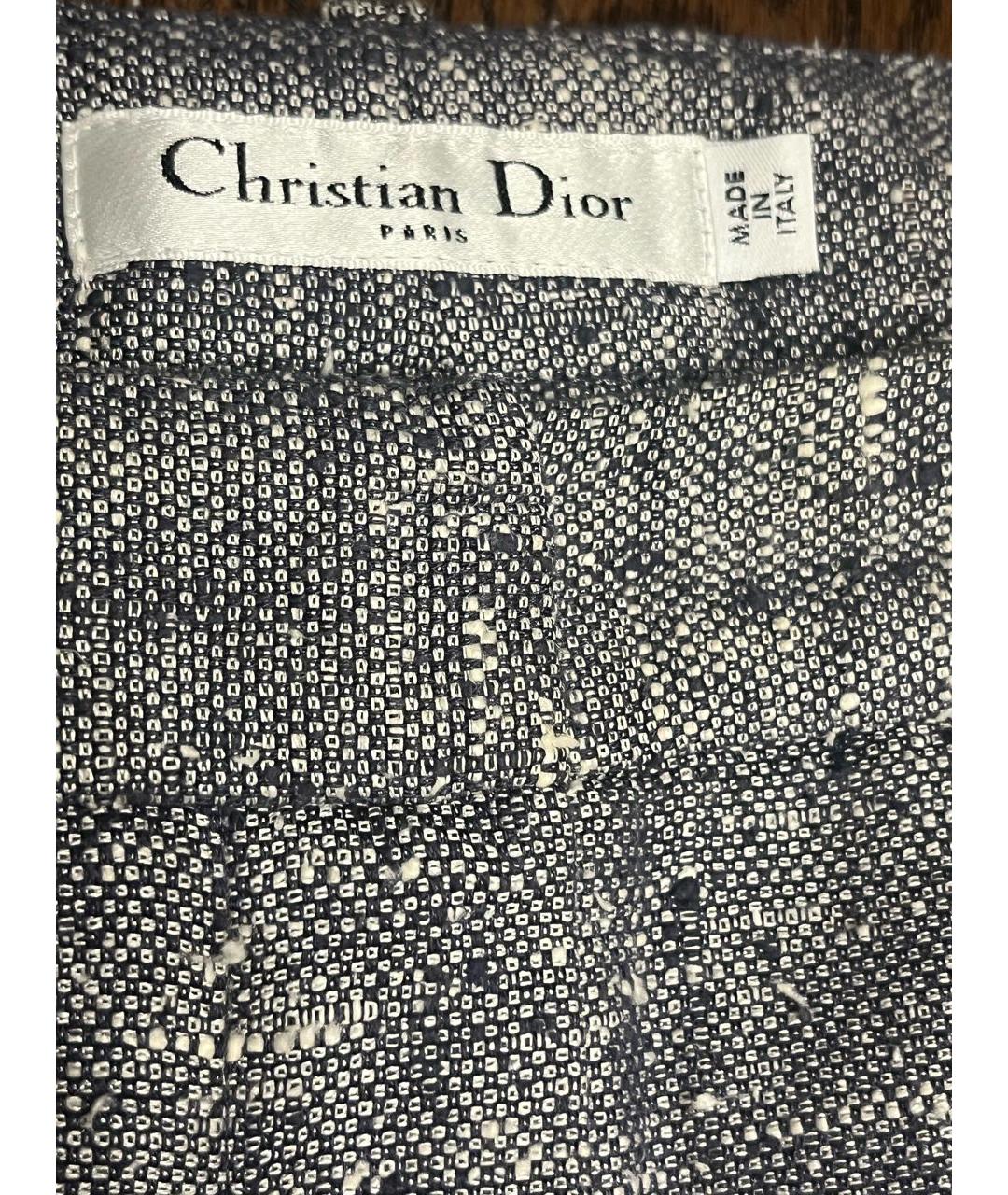CHRISTIAN DIOR Серые шелковые прямые брюки, фото 3