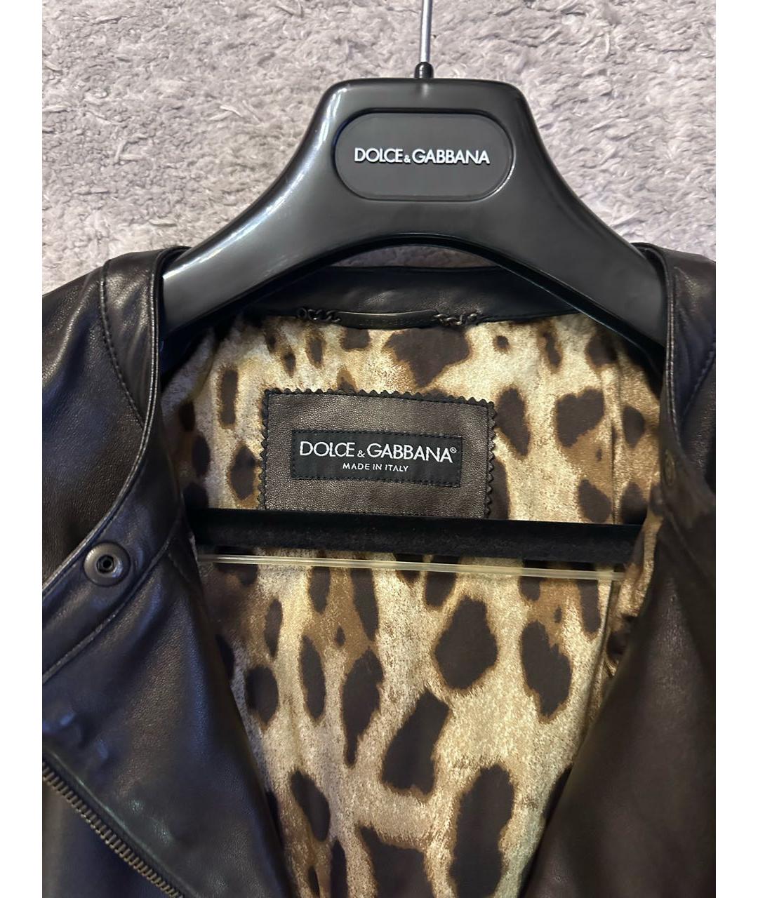 DOLCE&GABBANA Черная кожаная куртка, фото 3