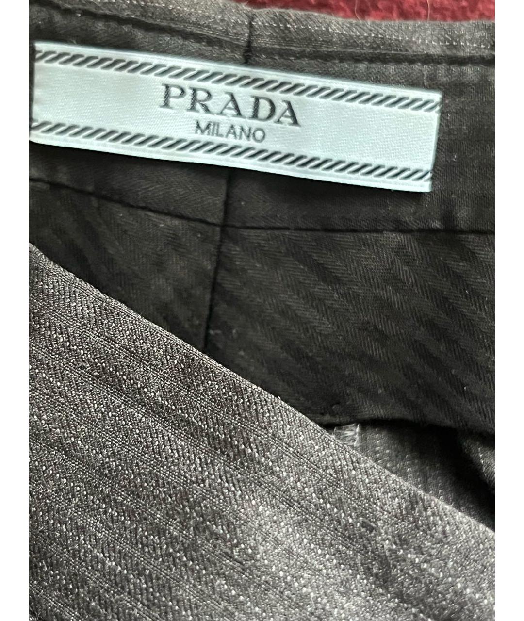 PRADA Черные шерстяные прямые брюки, фото 3