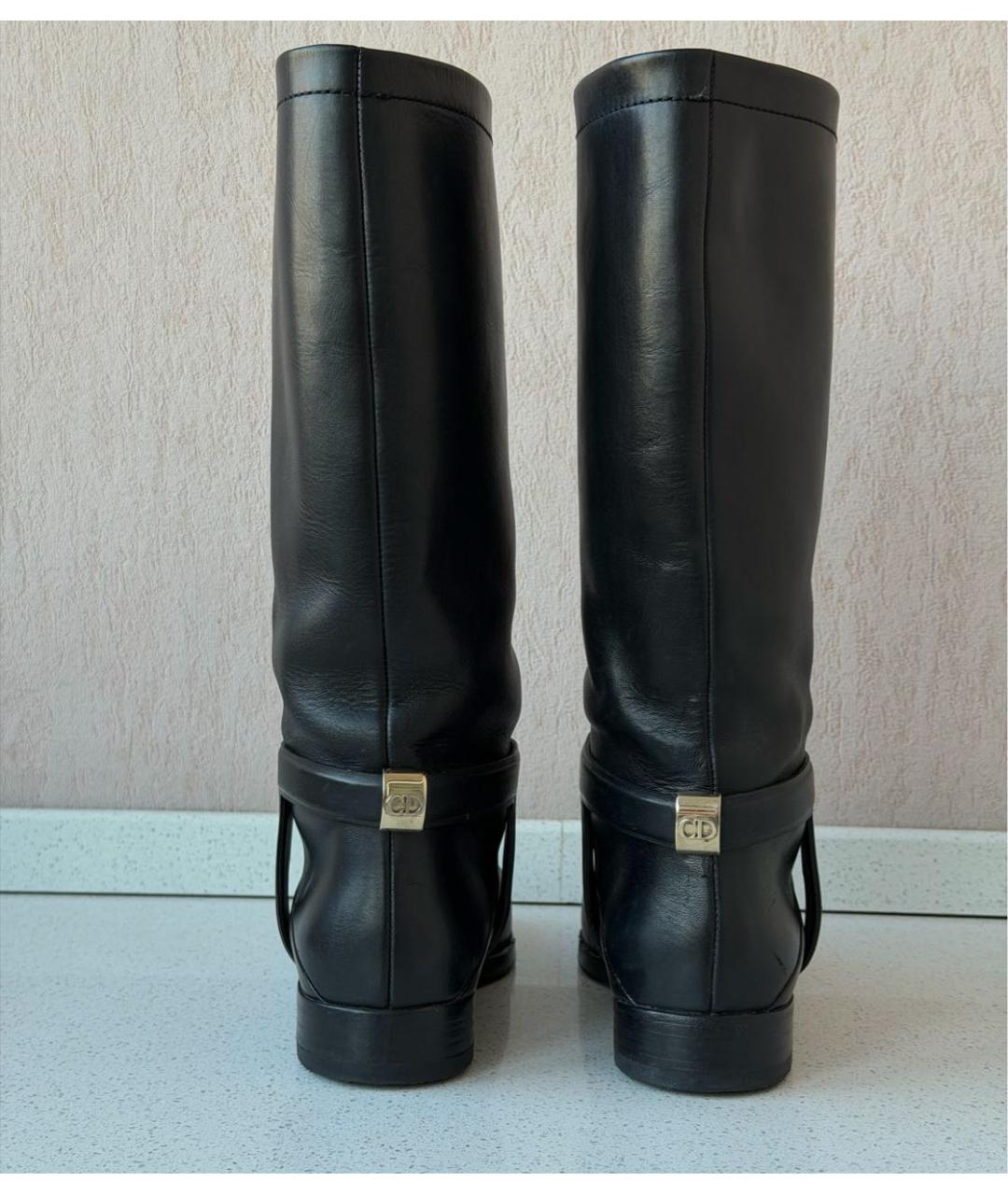 CHRISTIAN DIOR Черные кожаные сапоги, фото 4