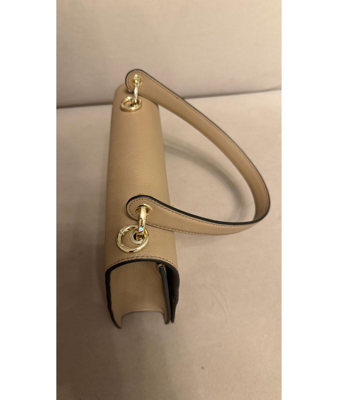 FURLA Бежевая кожаная сумка через плечо, фото 4