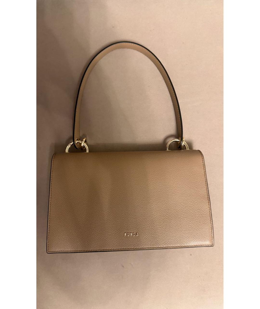 FURLA Бежевая кожаная сумка через плечо, фото 3