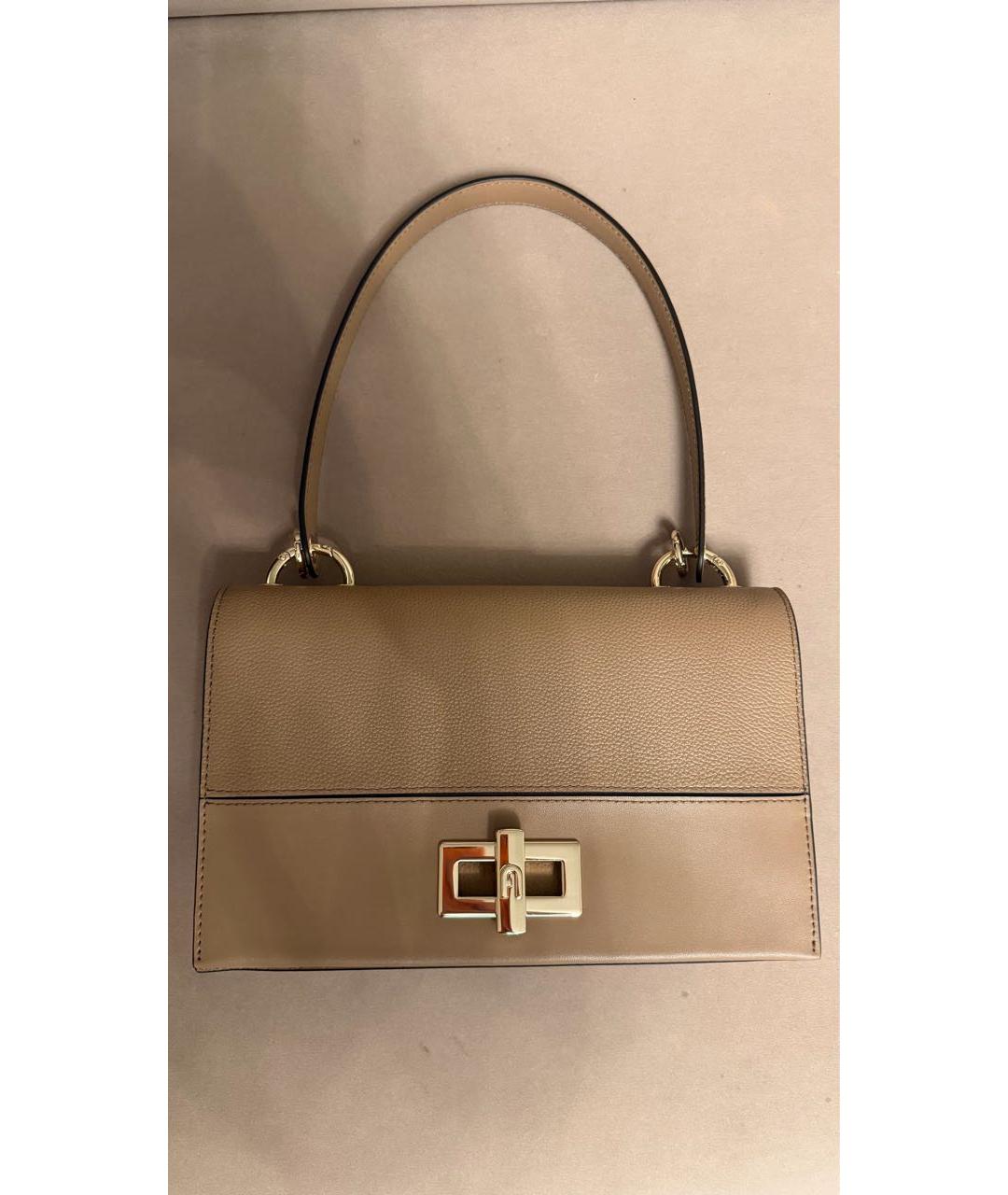 FURLA Бежевая кожаная сумка через плечо, фото 7