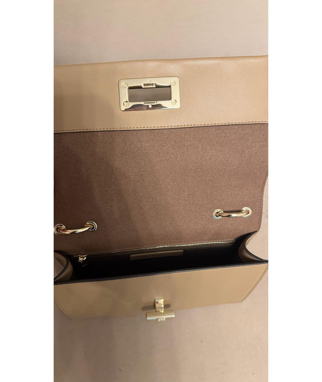 FURLA Бежевая кожаная сумка через плечо, фото 5