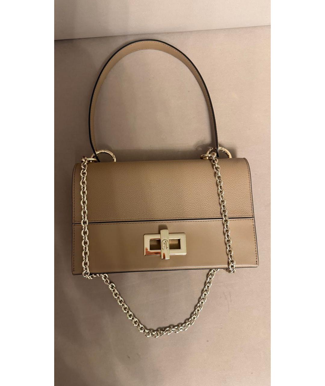 FURLA Бежевая кожаная сумка через плечо, фото 2