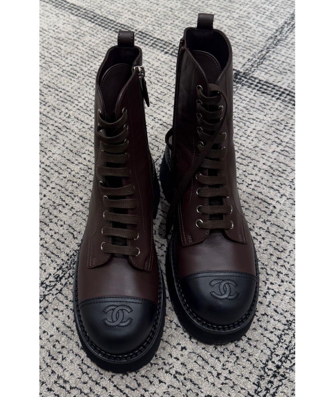 CHANEL Бордовые кожаные ботинки, фото 4