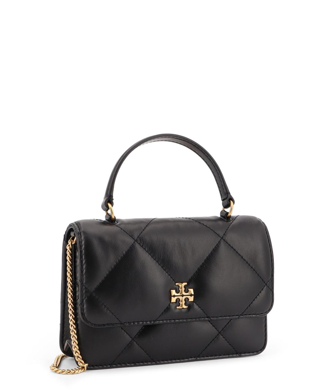 TORY BURCH Черная кожаная сумка с короткими ручками, фото 3
