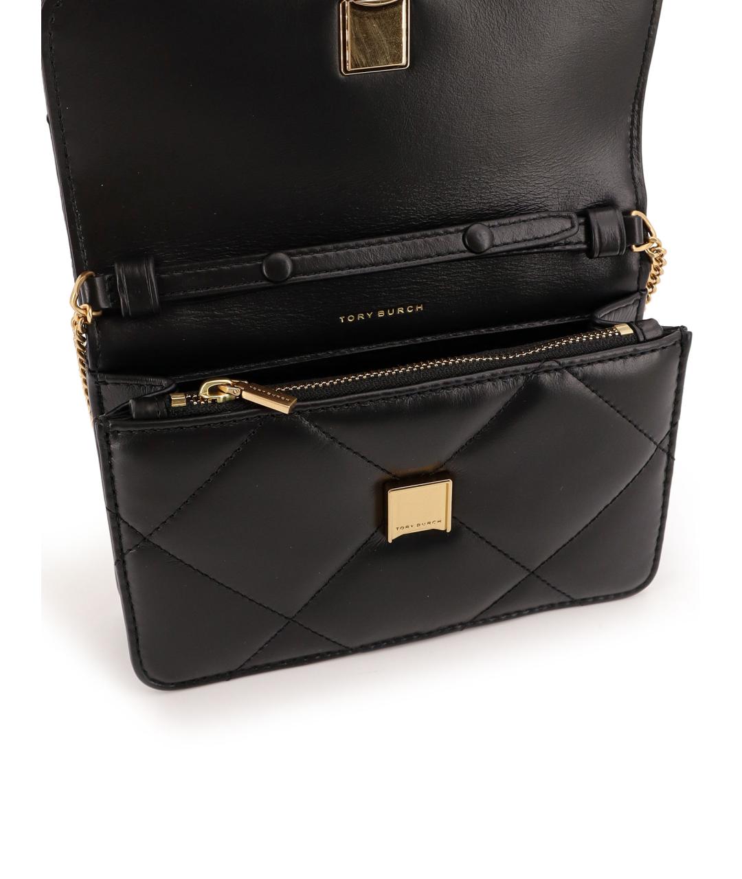 TORY BURCH Черная кожаная сумка с короткими ручками, фото 4