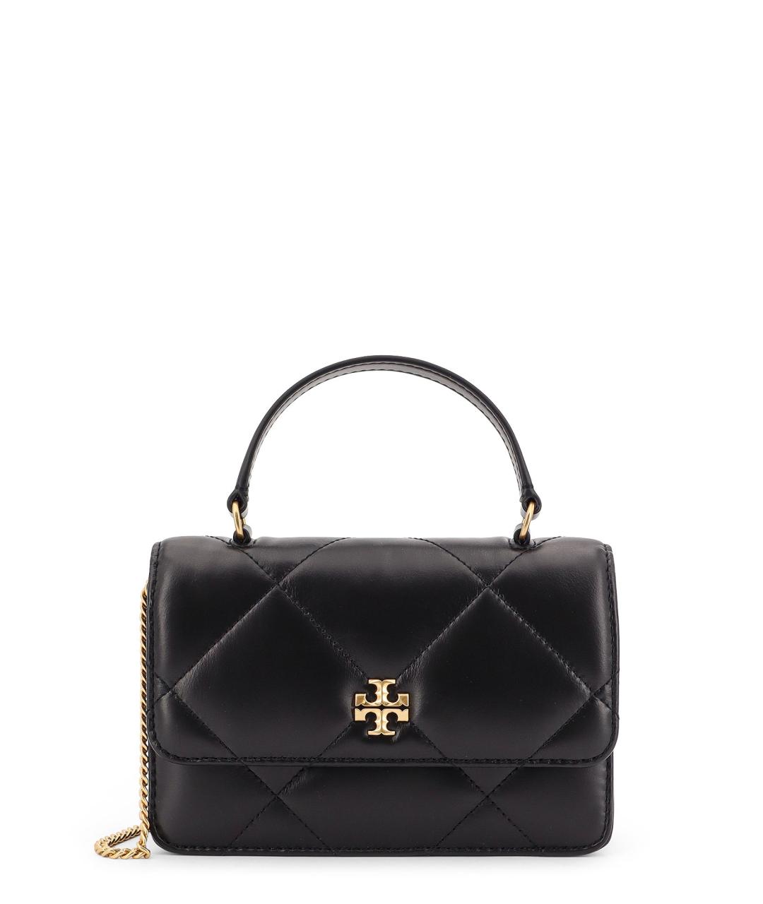 TORY BURCH Черная кожаная сумка с короткими ручками, фото 1