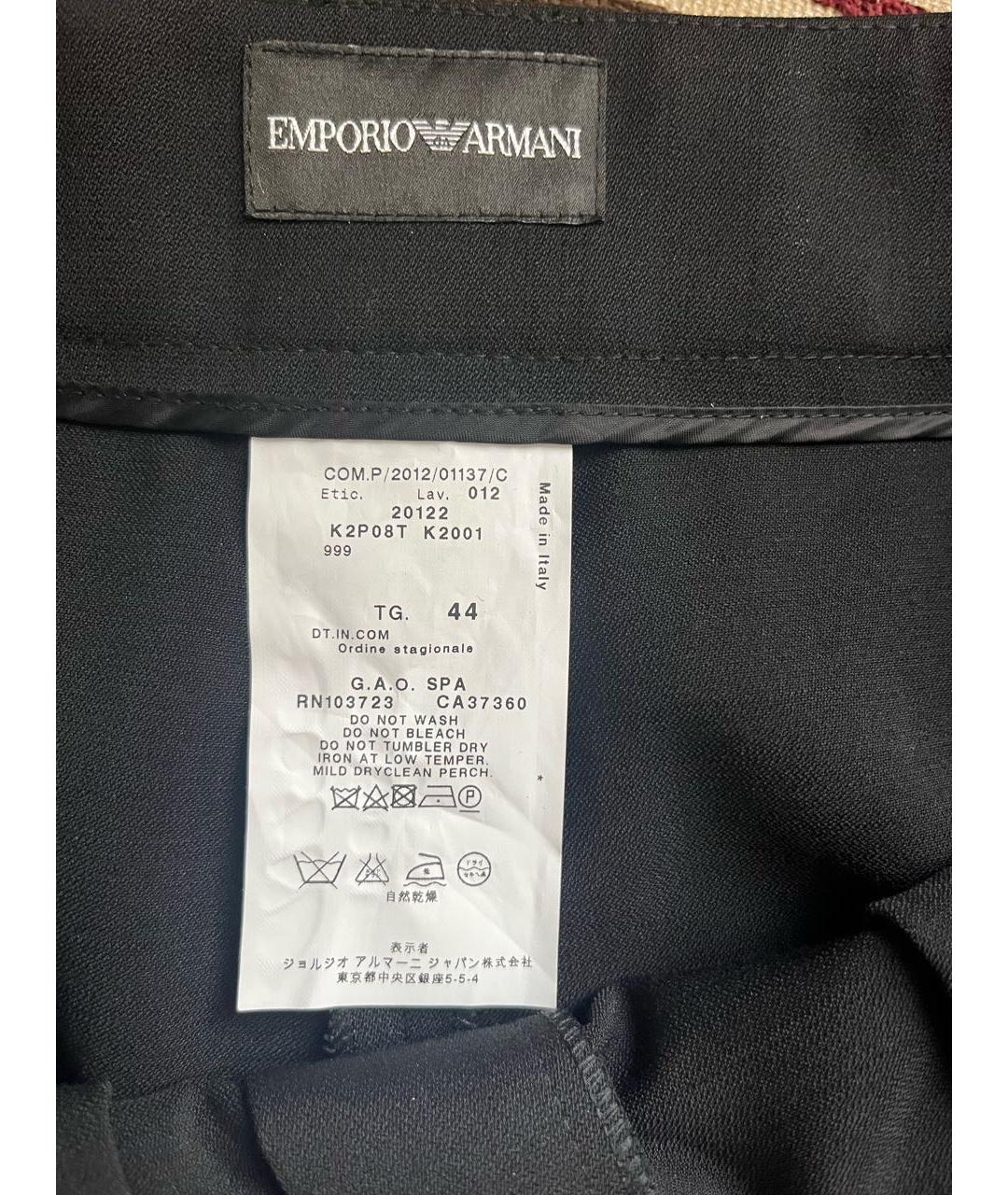 EMPORIO ARMANI Черные шерстяные прямые брюки, фото 3