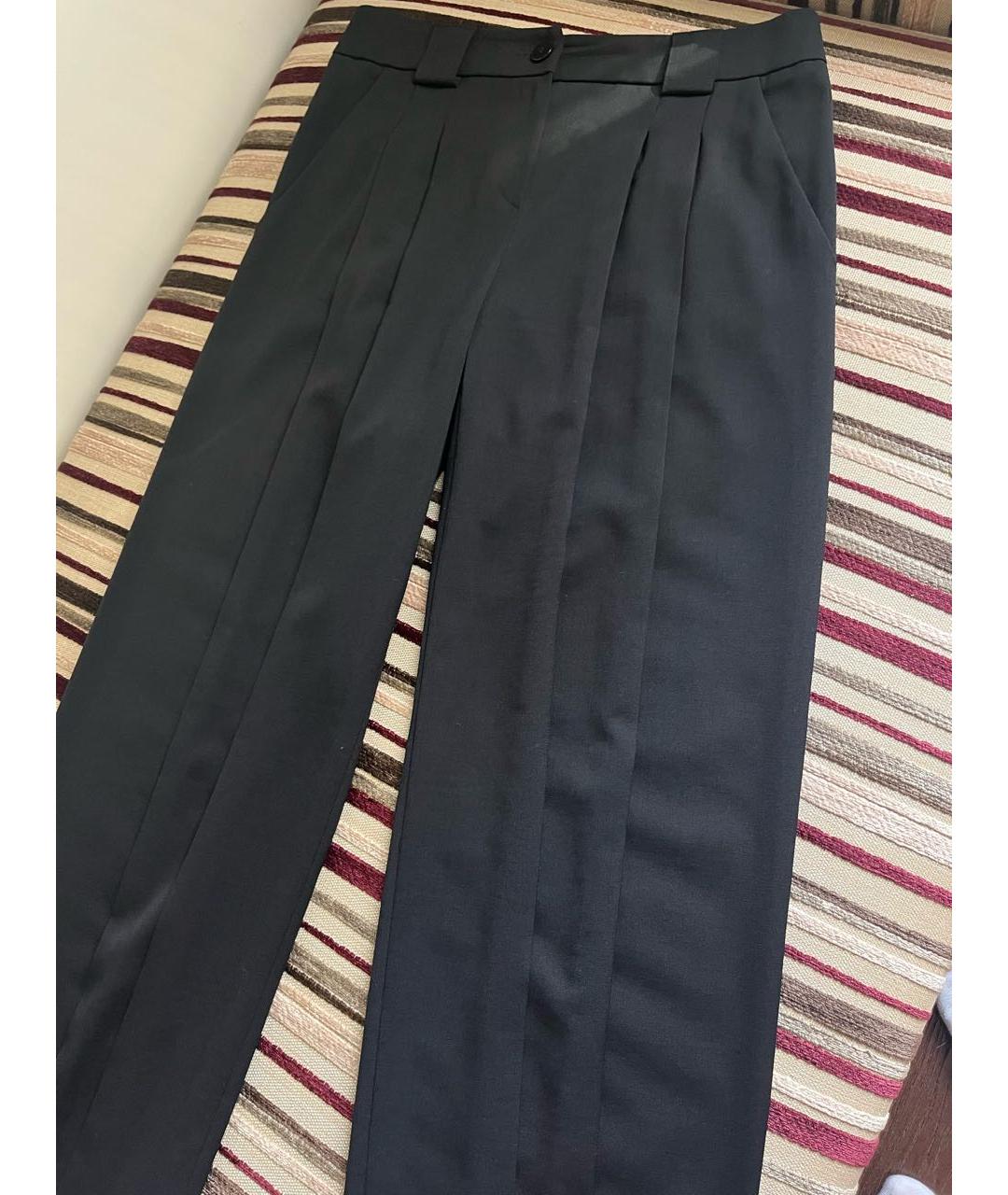EMPORIO ARMANI Черные шерстяные прямые брюки, фото 4