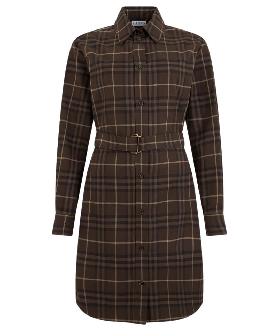 BURBERRY Коричневое хлопковое повседневное платье, фото 1