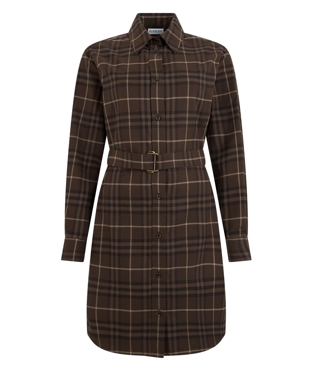 BURBERRY Коричневое хлопковое повседневное платье, фото 3