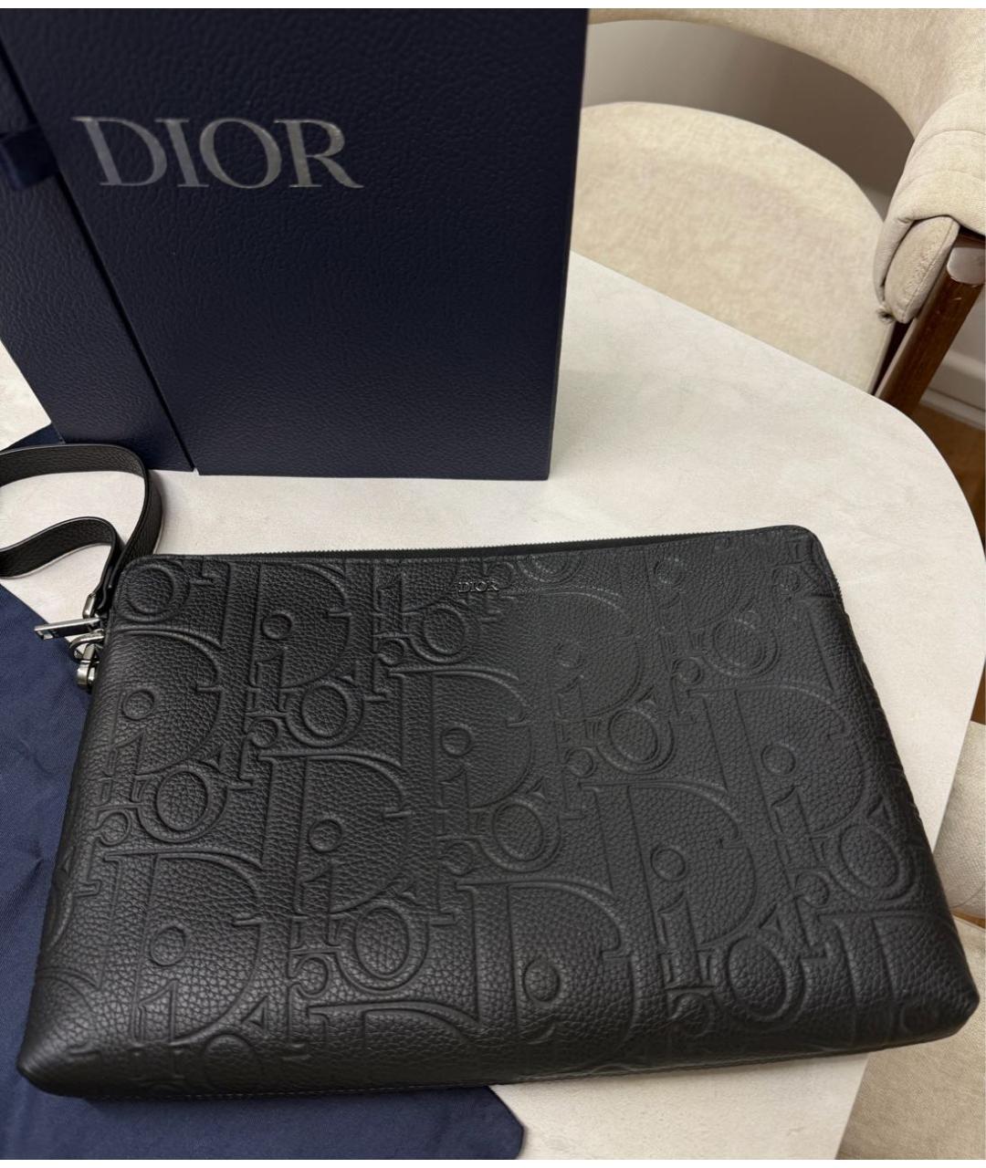 CHRISTIAN DIOR Черная кожаная барсетка, фото 4