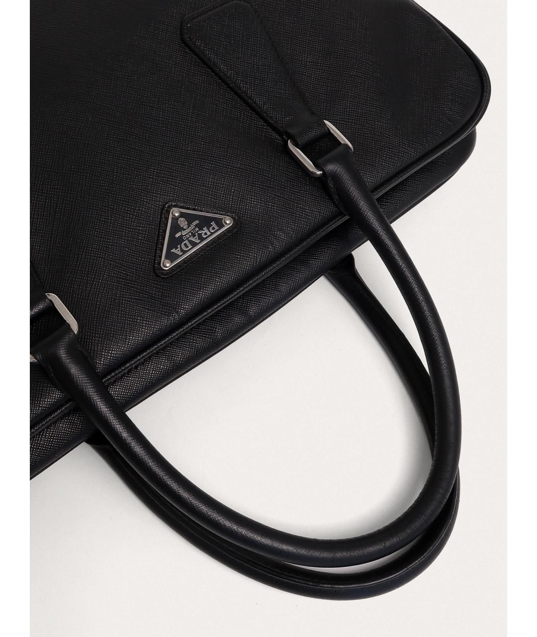 PRADA Черный кожаный портфель, фото 6