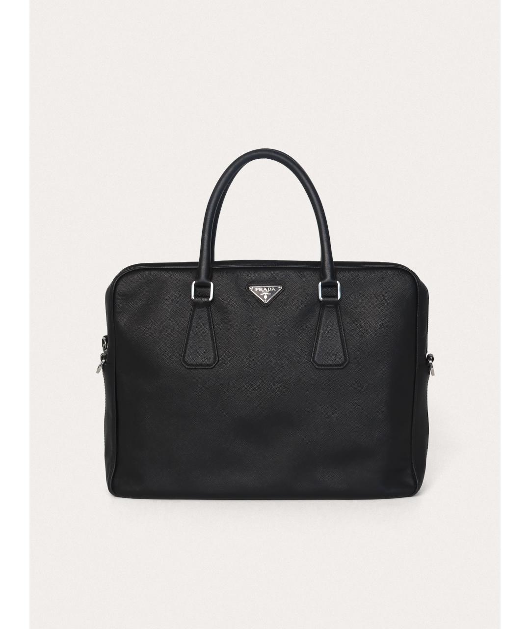 PRADA Черный кожаный портфель, фото 9