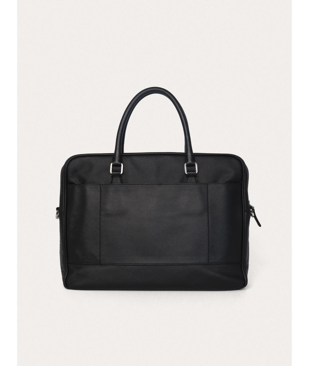 PRADA Черный кожаный портфель, фото 3