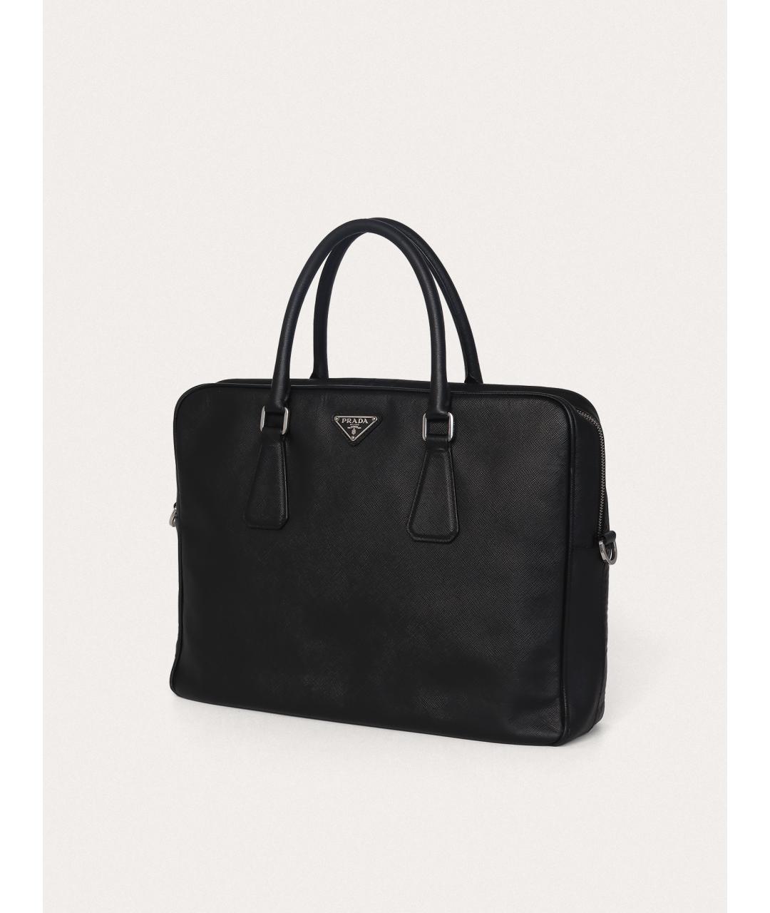 PRADA Черный кожаный портфель, фото 2
