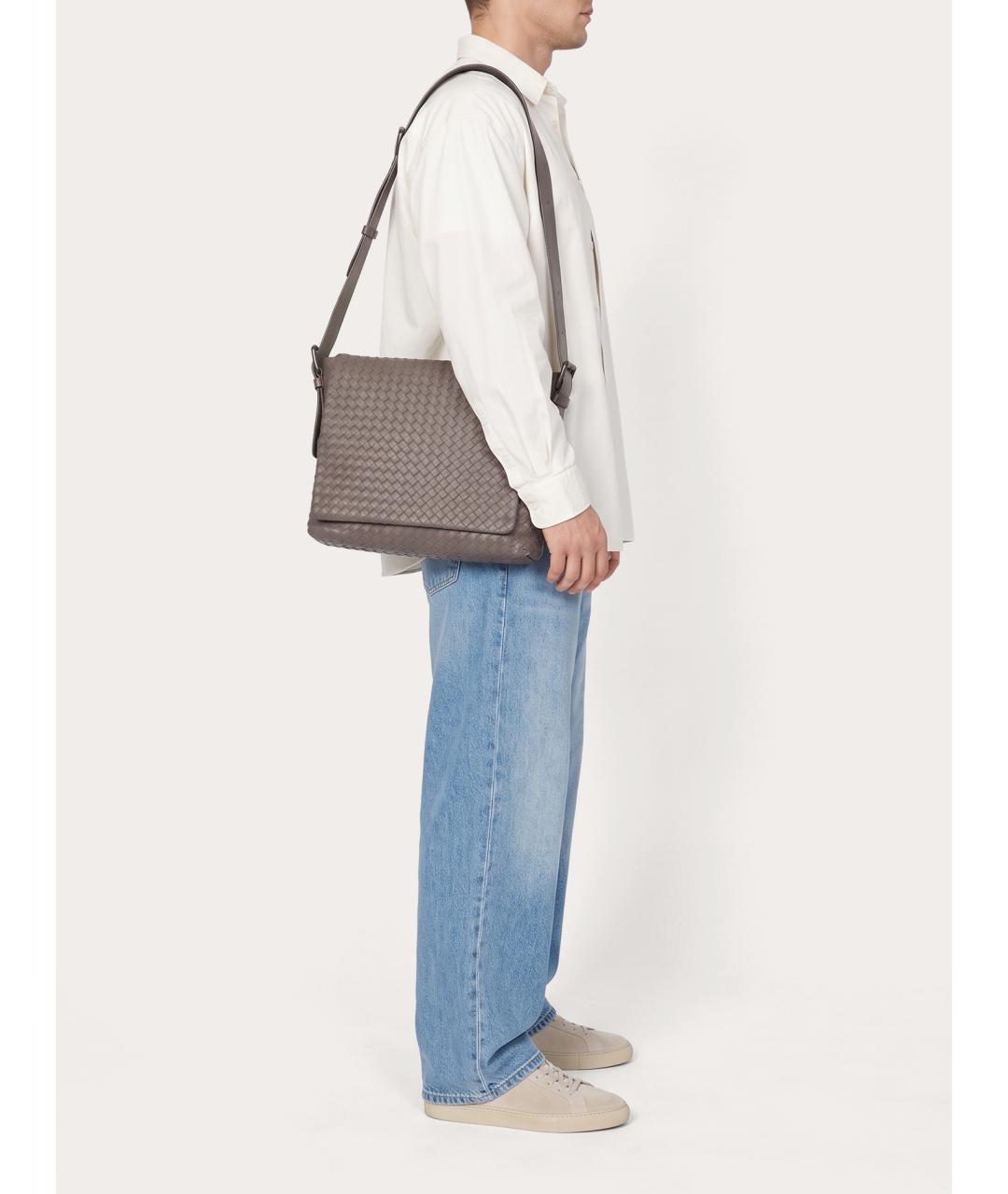 BOTTEGA VENETA Серая кожаная сумка на плечо, фото 8