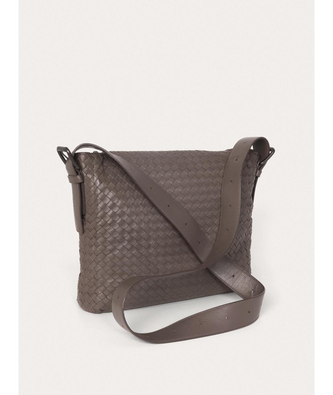 BOTTEGA VENETA Серая кожаная сумка на плечо, фото 3